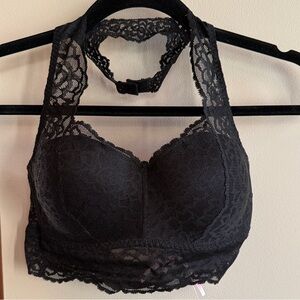 PINK Victoria's Secret Elegant Black Lace  Halter Bra M